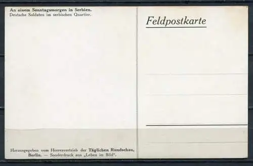 (3610) An einem Sonntagsmorgen in Serbien - Deutsche Soldaten im serbischen Quartier - Feldpostkarte - s/w - n. gel.