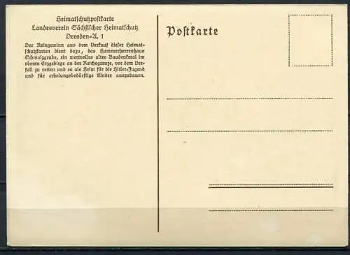 (03585) Hammerherrenhaus Schmalzgrube - Heimatschutzpostkarte - s/w - n. gel.