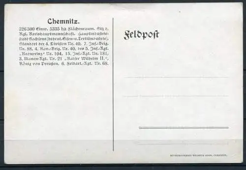 (3547) Blick vom Neumarkt in die Friedrich-August-Straße - Feldpost - n. gel. - Zur Erinnerung an die Rast in Chemnitz