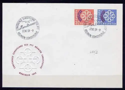 (907) Schweiz Nr.681/2  22.06.1959     O  used       FDC PTT Konferenz