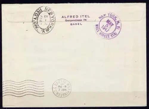 (905) Schweiz Nr.479 Erstflug Geneve - New York USA  02.05.1947        FDC