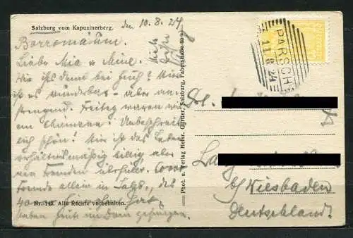 (3480) Salzburg vom Kapuzinerberg s/w - gel. 1924