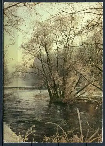 (3472) Frohe Weihnachten und ein erfolgreiches neues Jahr - Winterlandschaft/ Blick zum Fluss - DDR