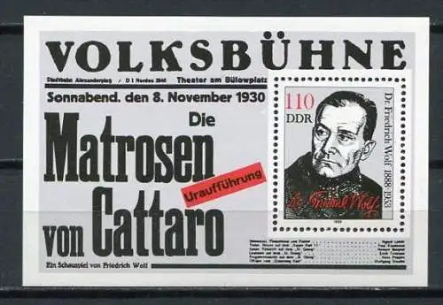 (19141) DDR  Nr.3213  Block 96          **  postfrisch