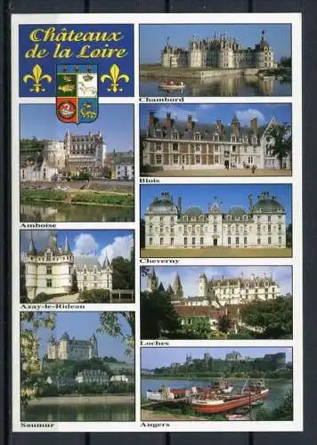 (03381) Frankreich/ Schlösser an der Loire/ Mehrbildkarte mit Wappen - n. gel.