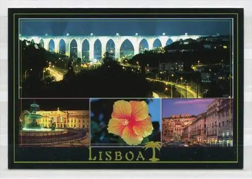 (03375**) Lisboa/ Lissabon bei Nacht/ Mehrbildkarte - n. gel.