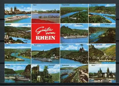 (3335) Grüße vom Rhein/ Mehrbildkarte/ Schiffs-Stempel "Auf dem Rhein an Bord Groß-Motorschiff Berlin" - n. gel.