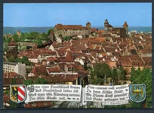 (03334) 8500 Nürnberg - Blick zur Burg/ mit Wappen u. Gedicht von M. v. Schenkendorf - n. gel.