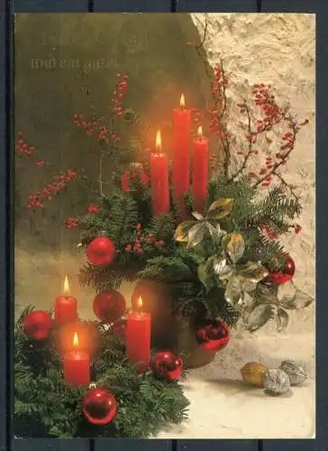 (03298) Weihnachtskarte/ Weihnachtsgesteck - gel. 1996 - Stempel: Limbach-Oberfrohna - 23.12.96