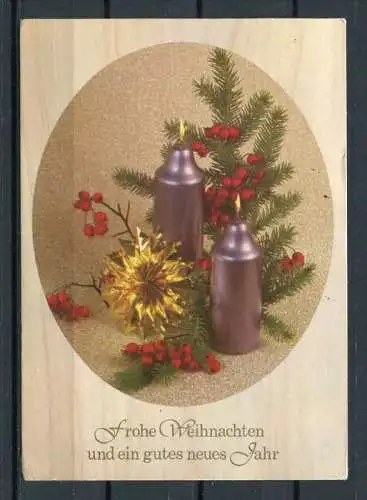 (03291) Weihnachtskarte/ 2 Kerzen mit Schmuck - gel. 1985 - Z-3135 - schöner Stempel: Dormagen 23.12.85-19 - 4047