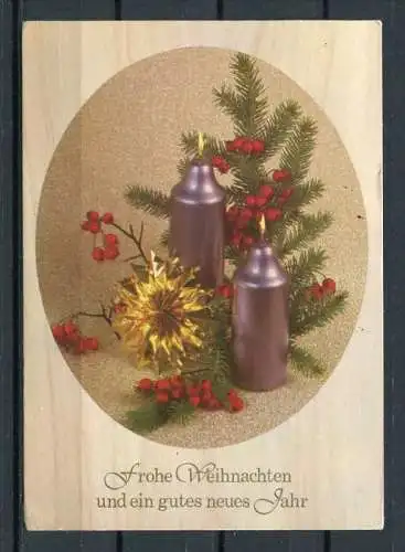 (3291) Weihnachtskarte/ 2 Kerzen mit Schmuck - gel. 1985 - Z-3135 - schöner Stempel: Dormagen 23.12.85-19 - 4047