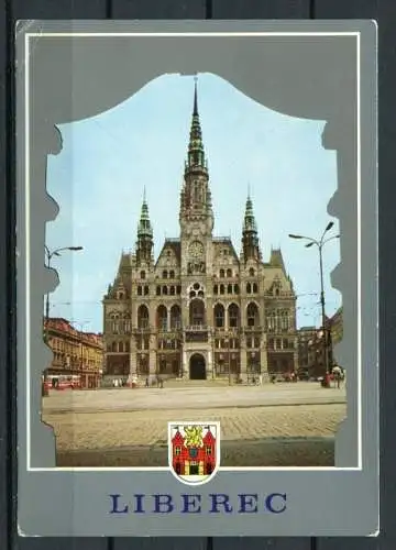 (03263) Liberec (deutsch: Reichenberg) - Rathaus/ mit Wappen - gel.