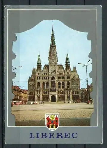 (3263) Liberec (deutsch: Reichenberg) - Rathaus/ mit Wappen - gel.