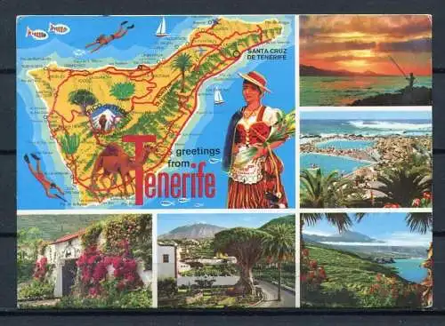 (03258) Teneriffa/ Mehrbildkarte mit Landkarte - gel. 1989