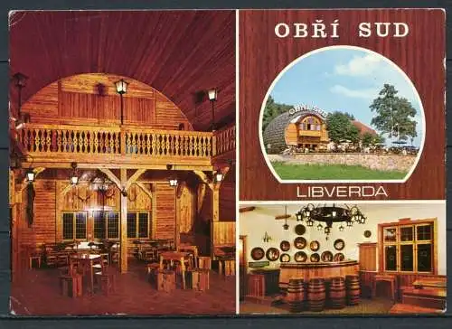 (03254) Libverda( deutsch: Liebwerd), Stadtteil von Decin/ Restaurant Obri sud (Riesenfass) - gel. (DDR-Frankierung)