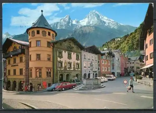 (3246) Berchtesgaden - Marktplatz mit Watzmann/ PKW - schöner Kur-Werbestempel Bad Reichenhall - gel. 1980