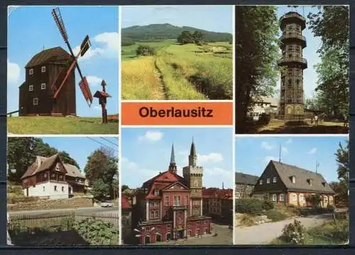 (3241) Oberlausitz/ Mehrbildkarte u.a. Mühle, Aussichtsturm - gel. 1991 - DDR