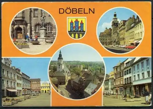 (3209) Döbeln/ Mehrbildkarte mit Wappen - gel.  - DDR - Bild und Heimat