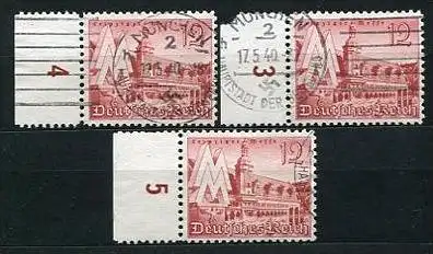 Deutsches Reich Nr.741        O  used       (2459) 3 x Rand links