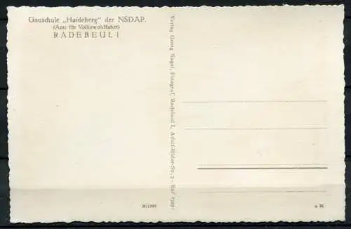 (00058) Radebeul (Sachsen) / Gauschule "Haideberg" der NSDAP (Amt für Volkswohlfahrt) / Fahne - n. gel.