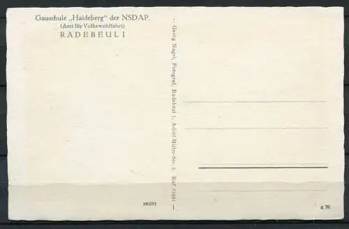 (00057) Radebeul (Sachsen) / Gauschule "Haideberg" der NSDAP (Amt für Volkswohlfahrt) - n. gel.