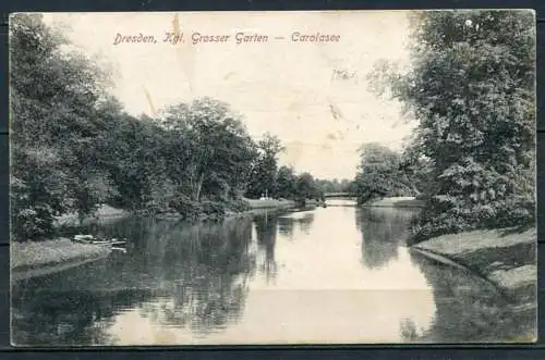 (0043) Dresden / Kgl. Grosser Garten / Carolasee - gel. 1907 - Engler's Postkarte 03-782