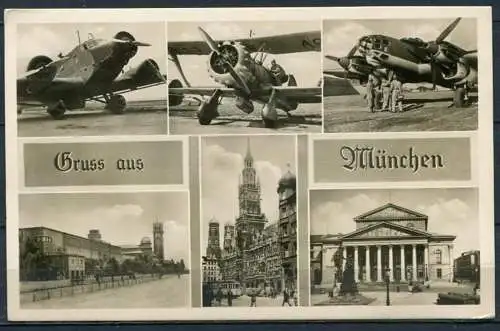 (02004) Gruß aus München / Mehrbildkarte s/w / Flieger - gel. 1942 - Feldpost-Stempel