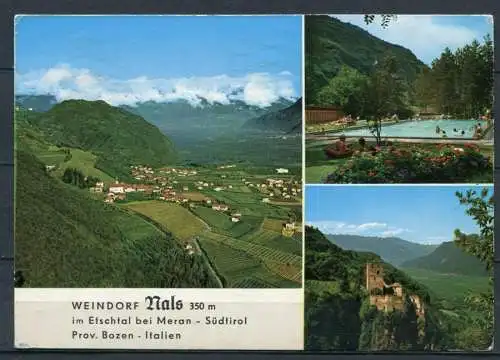 (3187) Weindorf Nals (Nalles) im Etschtal bei Meran / Mehrbildkarte - gel.