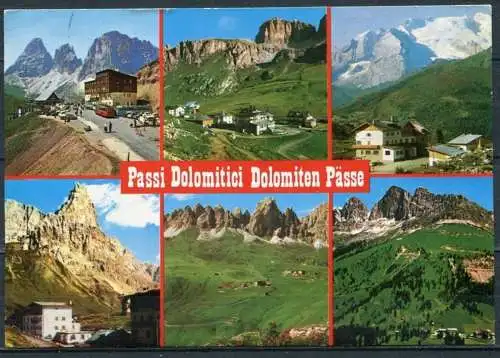 (3169) Passi Dolomitici / Dolomiten Pässe / Mehrbildkarte - gel. 1979