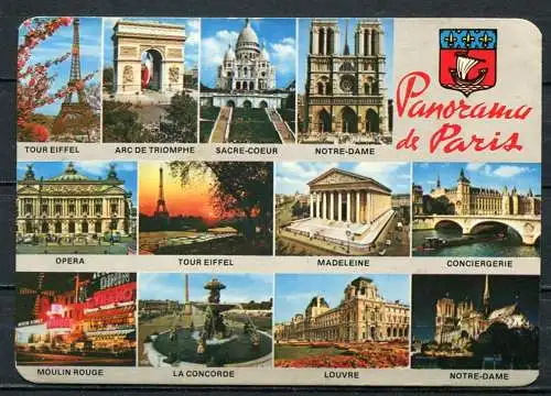(03167) Panorama de Paris / Mehrbildkarte m. Wappen - gel. 1986