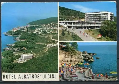 (3164) Hotel "Albatros" Ulcinj (ital. Dulcigno) / Mehrbildkarte - gel. 1973