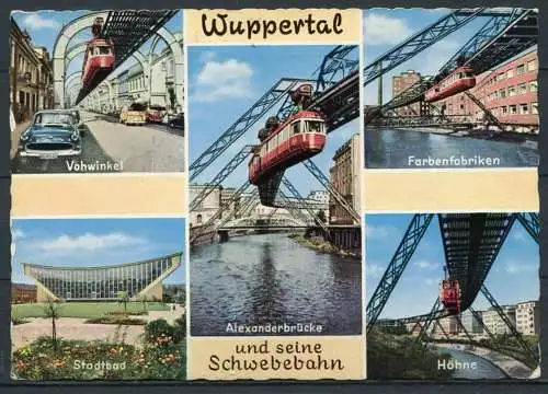 (03123) Wuppertal und seine Schwebebahn / Mehrbildkarte - gel. 1965