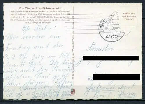 (03123) Wuppertal und seine Schwebebahn / Mehrbildkarte - gel. 1965