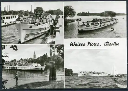 (03086) Weiße Flotte, Berlin / Mehrbildkarte s/w - gel. - Stemp: MS "Spree" - DDR