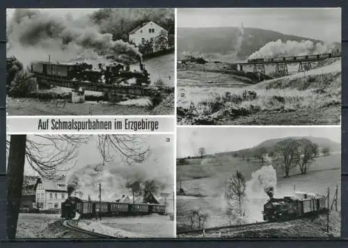 (03069) Auf Schmalspurbahnen im Erzgebirge / Mehrbildlkarte s/w - gel. 1988 - DDR - Bild und Heimat