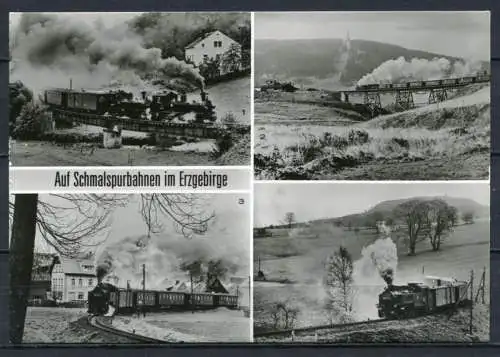 (3069) Auf Schmalspurbahnen im Erzgebirge / Mehrbildlkarte s/w - gel. 1988 - DDR - Bild und Heimat