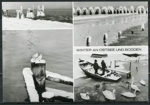 (3016) Winter an Ostsee und Bodden / Mehrbildkarte s/w - Echt Foto - n. gel. - Bild und Heimat