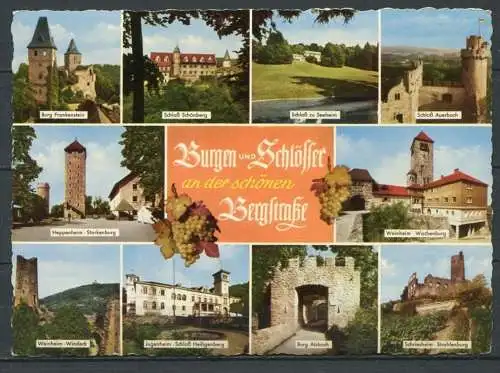 (2953) Burgen und Schlösser an der schönen Bergstraße / Mehrbildkarte - n. gel. - O 8/Bstr.