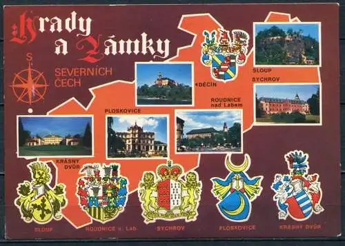 (2951) CSSR / Burgen und Schlösser in Nordböhmen m. Wappen - n. gel.