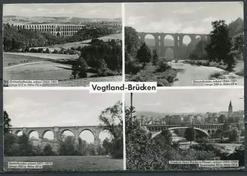 (2948) Vogtland-Brücken / Mehrbildkarte s/w - gel. 1959 - DDR Best.-Nr.  Volkskunstverlag Reichenbach