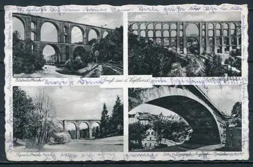 (2947) Gruß aus dem Vogtland / Eisenbahnbrücke / Viadukt / Mehrbildkarte s/w - gel. 1940 - Verl: Rud. Kiessling