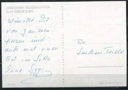 (2929) Herzlichen Glückwunsch zum Geburtstag - beschrieben - DDR (36a) A 2/329/73  Postkarten-Verlag Berlin