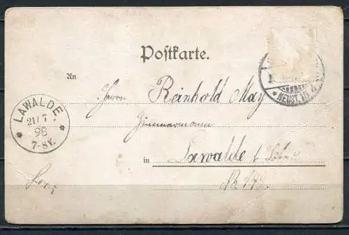 (2904) Lithograpie / Gruss vom 1. (Leib) Grend.Regt. No. 100 - gel. 1898 - No. 50 Adolf May Kunstanstalt, Dresden