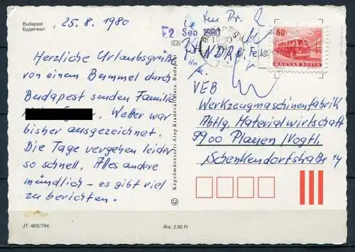 (2782) Budapest / Mehrbildkarte - gel. 1980 - Nr. JT.-903/794.  Bildkunstverlag Budapest