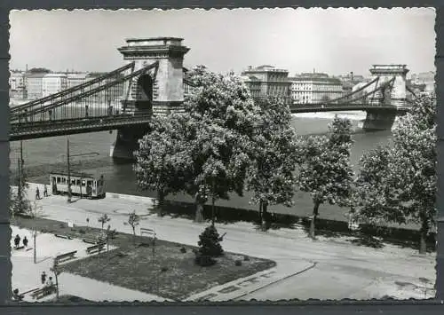 (2763) Budapest / Kettenbrücke / Staßenbahn - n. gel. - Bildkunstverlag  Budapest  Nr. I.-164/604.