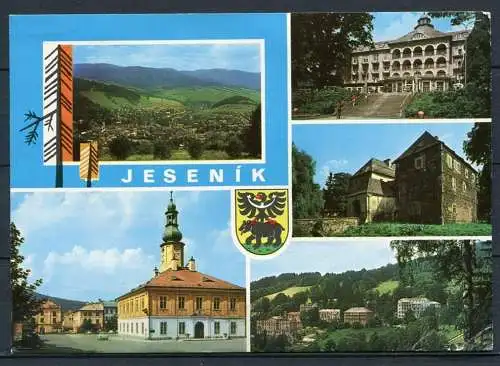 (2750) CSSR / Jeseník (deutsch: Freiwaldau) / Mehrbildkarte m. Wappen - gel. 1973 - Verlag Pressfoto Praha