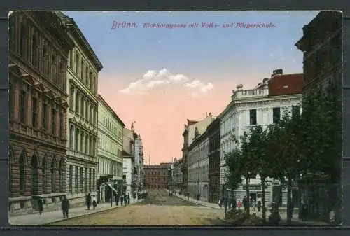 (2746) Brünn / Eichhorngasse mit Volks- und Bürgerschule - Stempel: K. u. K. Bahnhofskommando in Brünn - n. gel.