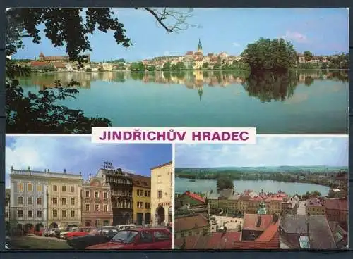 (2686) CSSR / Jindrichuv Hradec (deutsch: Neuhaus) / Mehrbildkarte / Pkw - gel. 1989 - Verlag Pressfoto, Praha