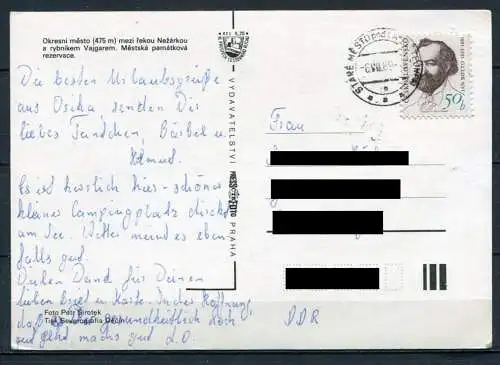 (2686) CSSR / Jindrichuv Hradec (deutsch: Neuhaus) / Mehrbildkarte / Pkw - gel. 1989 - Verlag Pressfoto, Praha