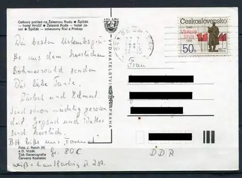 (2658) CSSR / Zelezná Ruda (deutsch: Markt Eisenstein) / Mehrbildkarte - gel. 1990 - Verlag Pressfoto, Praha